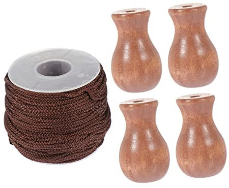 Zerodeko 1 Set Venetian Blind Accessories Blind Cord Brown Braided Lift Curtains for Windows White Accessories Drops End Household Decor Cord Knob To Weave Wood Household Products