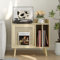 Semiocthome Support de Tourne-Disque avec Rangement pour Vinyle, Table de Tourne-Disque avec Porte d'armoire en rotin, Support de Disque Vinyle avec Zone d'affichage, Table d'appoint avec Pieds en