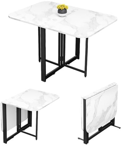 Table À Manger Pliable, Table Console Pliable Pour Petits Espaces, Table Pliante, Table À Manger Pliante Mobile Sur Roulettes, Table De Cuisine Extensible, Bureau Table D'appoint Avec Ailes Pliantes (