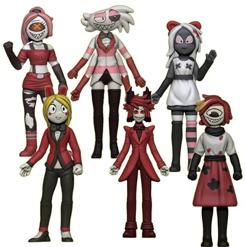Xinchangda 6pcs Hazbin Hotel Figur Angel Dust/Alastor Anime Figuren 10cm PVC Sammlerstücke Actionfiguren Anime Statue Modell Ornamente Desktop Dekoration Geschenk