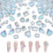 Nail Rhinestones for Nail Art, 80 Pcs Multi Shape Shiny Crystals Glass Nail Rhinestones and Gems Star Butterfly Flower Love Heart 3D Nail Charms Jewels for Nail Art Design DIY Crafts (Blue)