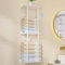 Cozivolife Towel Rack Bamboo for Bathroom, 3 Tier 32.7 inch with 2 Hooks and Shelf Wall Mounted Storage Organizer Shelf, Large Capacity Holder (White)