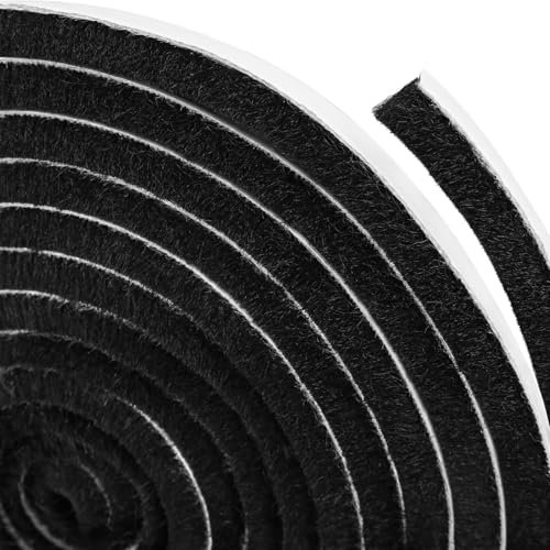 AOTUAO Joint Fenetre, 6 M(L) x 9mm(B) x 15mm(D) Joint Brosse Porte Coulissante, Joint Brosse Autocollant pour Adhésive Arrêt Air, Joint Brosse Porte Fenetre Lsolation Phonique - Noir