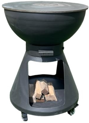 Barbecue a Legna e a Carbone Ø64xH91 cm in Acciaio Corten con Accessori Yucatán Antracite