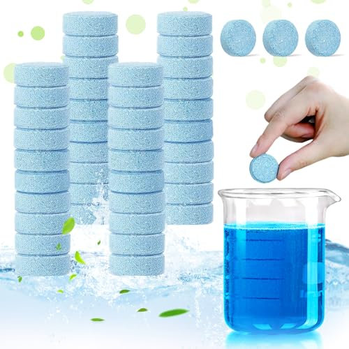 Darryy 100 Stück Scheibenwischwasser Reinigungstablette, Scheibenreiniger Konzentrat Brausetabletten, Multifunktionale Reinigungstabletten für Glas, Spiegel, Fenster, 400L Glasreiniger
