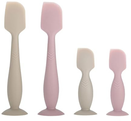 Baby Diaper Cream Spatulas 4 Pack Butt Paste Applicator Nappy Cream - Newborn Baby Essentials, 2 Large and 2 Mini Sizes (Pink, Khaki)