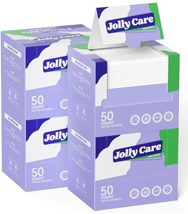 Disposable Face Towels, 10 × 12 XL Disposable Face Wipes, Soft Dry Wipes for Makeup Removal, Thick Facial Tissue for Cleansing, Women Skin Care, 50 Count