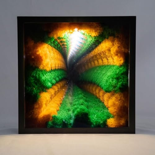3D LED Infinity Spiegel Tunnel Licht mit Moos Dekor - Sensory Infinity Wandspiegel Rahmen für Hochzeit Jahrestag Geburtstag - Licht Moos Dekor Spiegelleuchte