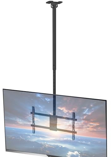 VIVO Ceiling TV Mount for 43 to 86 inch Screens, Telescoping Height Adjustment with 5.5ft Extension Pole, Fits Pitched/Vaulted Roof, Holds 132 lbs, Black, MOUNT-VC86-5