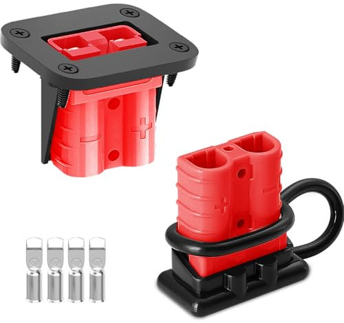 VISSQH 50A connecteurs de batterie,600V Batterie Connexion Rapide Prise de Connecteur câble Bornes Connecteur d'alimentation batterie pour Voiture Camping-Car Bateau Systèmes Solaires (2xRouge)