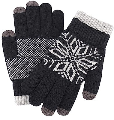 WRITWAA Touchscreen Handschuhe Für Bildschirmberührung Strickhandschuhe Dicke Warme Handschuhe Anti-rutsch-handschuhe Windfeste Outdoor-handschuhe Schwarz