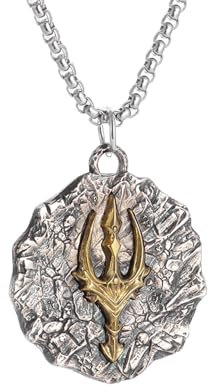 IOETSEUT Herren Halskette, modisch und personalisiert Herren Neptun Poseidon Dreizack Harpune Anhänger Antik Griechenland Amulett Halskette Punk Biker Schmuck Geschenk Accessoire Schmuck Geschenk