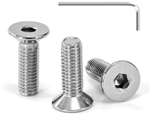 Tunejoy Tornillo Avellanado M5 x 16 mm Tornillos de Cabeza Avellanada Hexagonal de Acero Inoxidable A2 V2A Norma DIN 7991 con llave Allen Rosca Completa 30 Piezas