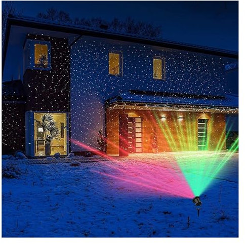 Lumières du projecteur Projecteur d'étoiles en Plein air en Mouvement, Lampe LED Verte et Rouge, éclairage d'extérieur, décoration de Paysage de Jardin, fête de noël, lumière de scène