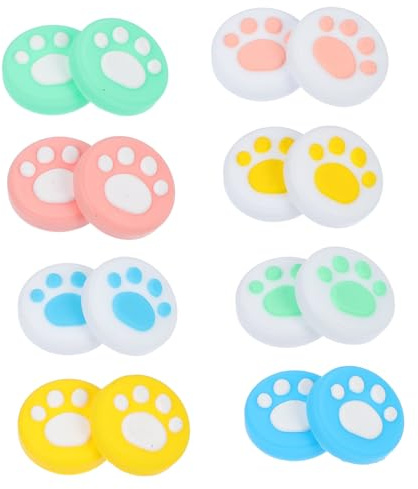 OSALADI 16pcs Cat Silicone Joystick Grip Covers for Non- Thumb Stick Caps Gaming Performance Protect Analog Sticks from Wear and Tear