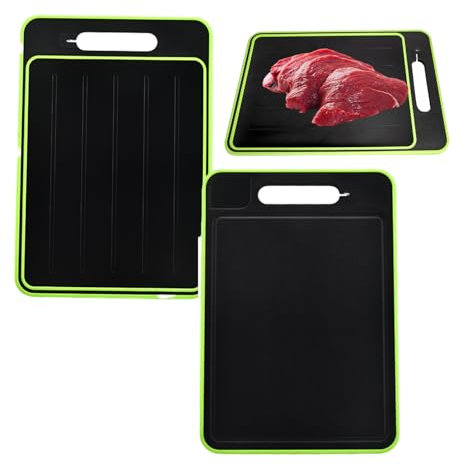 Tianher Defrosting Board, 4 in 1 Miracle Melt Defrosting Board Defrosting Tray Double Sided Chopping Board for Fast Thawing of Frozen Food & Meat, 31 * 21cm, Black