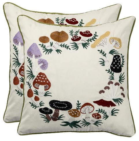 Tosleo 2er Set Kissenbezug 45 x 45 cm Frühlings Pilz Garten Kissenbezüge Kissenhülle Kissen Dekorative Modern Zierkissenbezüge für Sofa Schlafzimmer Auto Bauernhaus Wohnzimmer Zuhause Deko