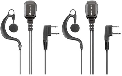 Midland - Microfono con Mono Auricolare MA21-L PRO per Sicurezza Softair Outdoor - Cavo Spiralato, Interruttore VOX/PTT, Connettore a L 2 Pin, Compatibile con Walkie Talkie Serie G7, G9, XT, XT PRO