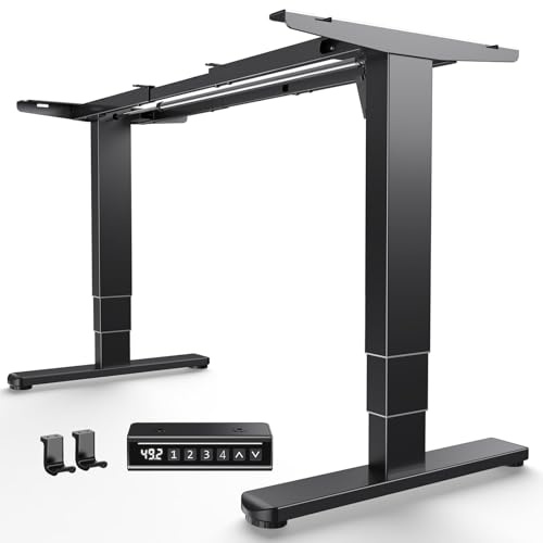 HUANUO 3-Stage Standing Desk Frame with Double Crossbeam,Black Frame Only