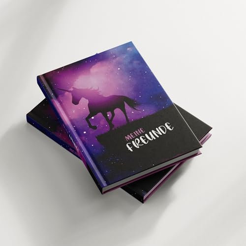itenga Freundebuch magisches Einhorn Meine Freunde - DIN A5 88 Seiten für Mädchen zum Ausfüllen für Schule Schüler Freunde