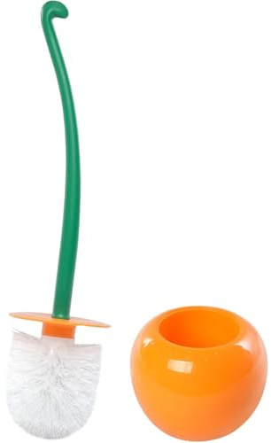 Funny Creative Toilet Brush with Holder Bowl&Long Handle, Household Bathroom Cleaning Tool Thick Bristle For Bathroom Household Cleaning Tool (Orange)