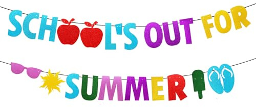 School's Out for Summer Girlande Banner Party Ende Schuljahr Dekoration Sommer Party Pool Sommerferien Geburtstag
