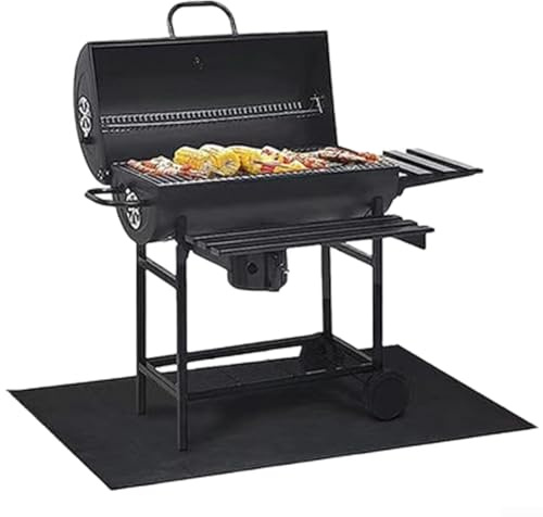 Hitzebeständige Grillmatte für den Außenbereich, feuerfeste Fiberglas-Stoffmatte, schützt Oberflächen vor Flammen und Fett (schwarz, 152,4 x 101,6 cm)