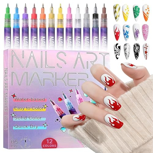 12 Colours 3D Nail Polish Pen Set (B)