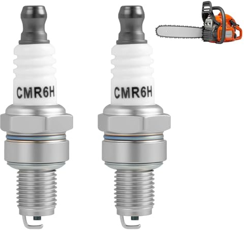2 Pièces Bougies d'Allumage CMR6H, Bougie Tondeuse, Bougies de Remplacement pour Tondeuses à Gazon, Coupe-Bordures et Outils de Jardin à Essence, Fiables et Durables