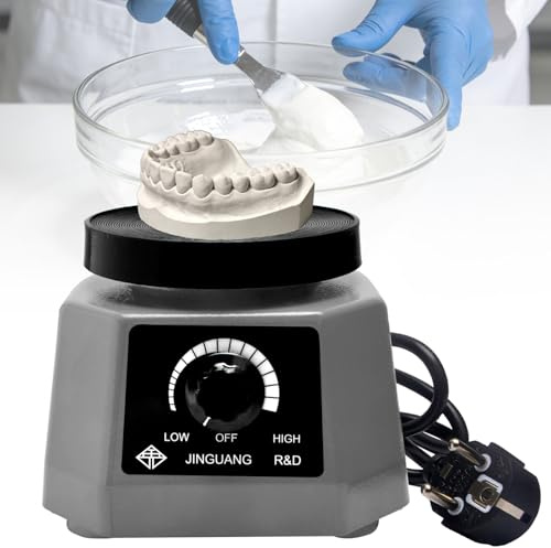 CGBE 100W Gipsrüttler Dental Rund für Mischen von Gips, Gussmodell | Rüttelplatte Gips mit Rutschfeste Werkbank, Effiziente Wärmeableitende Basis, Einstellbare Geschwindigkeit, für Zahnkliniken