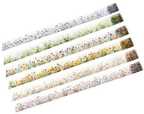 MAGLITT 6 rullar Washi Tape Set Cute Sticker Tape för scrapbooking scrapbooking klistermärken tejp färgglada transparent PET Washitejp för journaling fotoalbum skräp journal tillbehör
