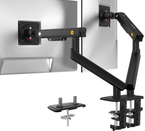 NB Ergonomic Smoovex Dual Monitor Arm for 17 to 32 inch Computer Screen | Monitor Stand, Mechanical Spring Monitor Mount, Quick Disassembly Plate, VESA 75 & 100