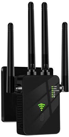 Bfhdbdt WLAN-Extender-Signalverstärker für bis zu 6.000 m² und 60 Geräte, WLAN Verstärker mit großer Reichweite und Ethernet-Anschluss, Zugangspunkt, 1-Tasten-Einrichtung