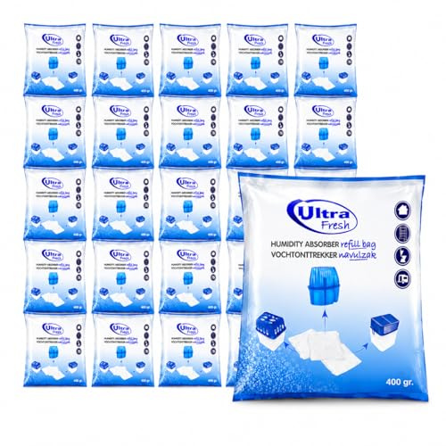 Ultra Fresh 24x Luftentfeuchter Granulat 400g XXL Nachfüllpack Schimmel- und Geruchsschutz mit Gratis Notizblock