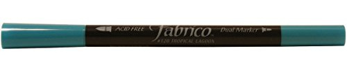 Tsukineko VersaCraft Fabrico Marker Tropical Lagoon (Blue) - Dual Tip Permanent Marker Pens - for Cardstock, Fabric, Wood, Pottery - Brush and Felt Tip Colouring Pens for Scrapbooking and Journaling