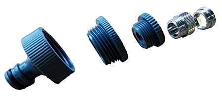 Aquamon Wasserhahn-Adapter 5-fach mit Aquamon 2-fach Metalladapter M22x1 Innen-, M24x1 Außengewinde Sowie 3-fach Adapter Rehau-Adapter 1 Zoll, 3/4 Zoll, 1/2 Zoll Innengewinde (IG) - Für haushaltsübliche Wasseranschlüsse an Dusche, Waschbecken, Küchenarmatur, Garage etc.