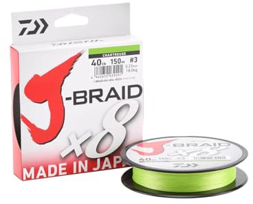 Daiwa J-Braid 8 Braid 0.28mm, 26,5kg/58lbs, 300m Chartreuse, rund geflochtene Angelschnur