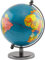 BRUBAKER Designer Globus - Deko Planet 19 cm hoch - Weltkugel mit politischer Karte - Büro Dekoration mit Fuß und Meridian aus Edelstahl - Dunkelblau