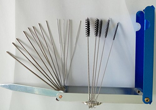 Reinigungs-Set für Vergaserdüsen, 13 Reinigungsnadeln und 5 Bürsten