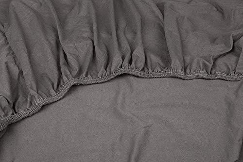 Kayori Shizu Jerseyspannbettlaken für Boxspringtopper 12cm Steg Größe 70-80x200-220cm Farbe Anthrazit Uni Einfarbig Jersey-Stretch Topper Spannbettuch Jersey-Baumwolle Baumwolllaken Betttuch