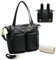 Miss Fong Baby Changing Bag Nappy Changing Bags Backpack Leather Tote Diaper Bags Diaper Bag with Baby Changing Mat & Stroller Straps for Mum and Dad Black