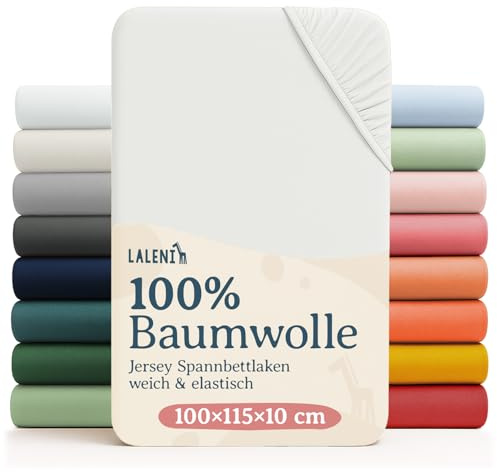 Laleni Jersey Spannbettlaken, 100x115cm, für Baby Beistellbett & Stubenwagen, 100% Baumwolle, Oeko-TEX Zertifiziert, Ivory