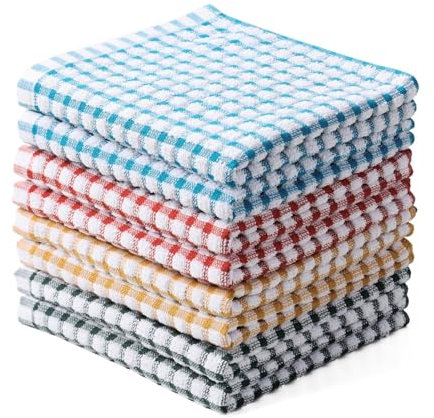 Oeleky Paños de Cocina 100% algodón para Lavar Platos, Trapos de Cocina de 12 x 12 Pulgadas, paños de Cocina absorbentes, Paquete de 8, paños de Limpieza de Secado rápido