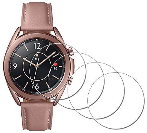 iDaPro Displayschutz Folie für Samsung Galaxy Watch3 41 mm Smartwatch Screen Protector for Galaxy Watch 3 41mm schutzfolie 9H Härte Gehärtetes Glas Einfache Installation [4 Stück]