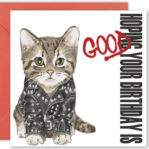 Cult Kitty,Hoping Your Birthday is Good,Lustige Katzenkarte für Sie,Katzenmutter Geburtstagskarte,Happy Birthday Karte für Schwester,Katzengrußkarte,lustige Karte für Katzenliebhaber