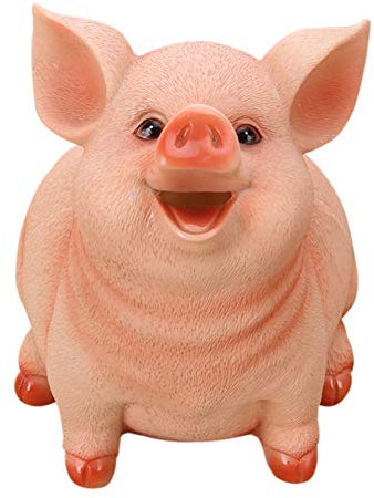 Tirelire en Forme de Cochon pour Enfants,URMAGIC Tirelire Cochon, boîte d'économie d'argent en résine, Tirelire pour Enfants, Pot d'économie d'argent, Figurine de Cochon Rose(Pig-L)