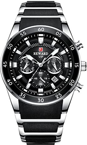 rorios Herrenuhr Leuchtuhr Classic Analogue Quartz Uhr mit Edelstahlarmband Sport Chronographen Armbanduhr für Herren