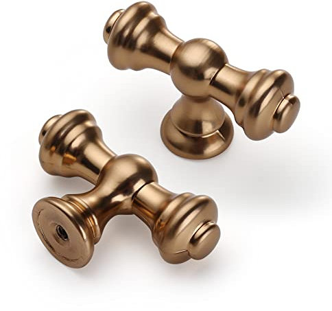 Asidrama 10 Stück Champagner Bronze Küchenschrankknäufe gebürstetes Messing Kommode Schublade Knöpfe Gold Schrank Hardware Zinkknöpfe für Kommoden Schubladen