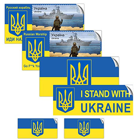EVM 6 Stickers Set of Ukraine National Flag in PVC for Car Motorcycle Window Door Helmet Scooter Skateboard Bike PC Laptop Tablet Tuning