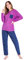 CityComfort Pigiama Donna Invernale Pile a Manica Lunga Pigiamone Felpato Due Pezzi (M, Viola/Navy)